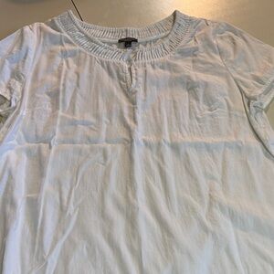 Talbots Ladies L White Short Sleeve Cotton Blouse